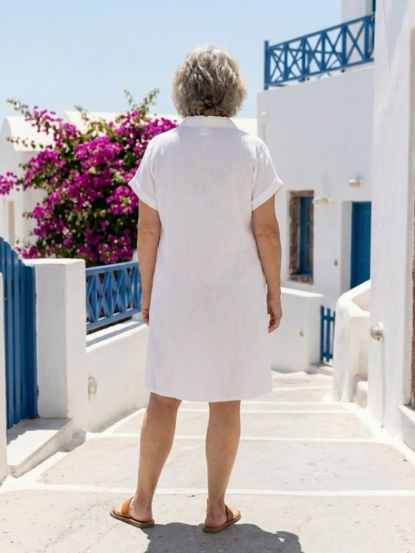Elena | Vestido de manga corta con bolsillo delantero a la rodilla